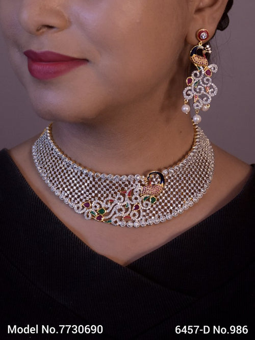 Artificial Diamond Jewelry Set for Brides - 7730690 - View 1
