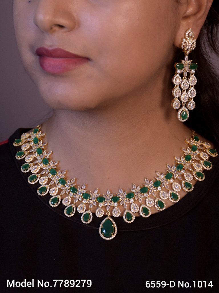Traditional Zirconia Jewelry Set for Classy Women - View 2 - Amaara World