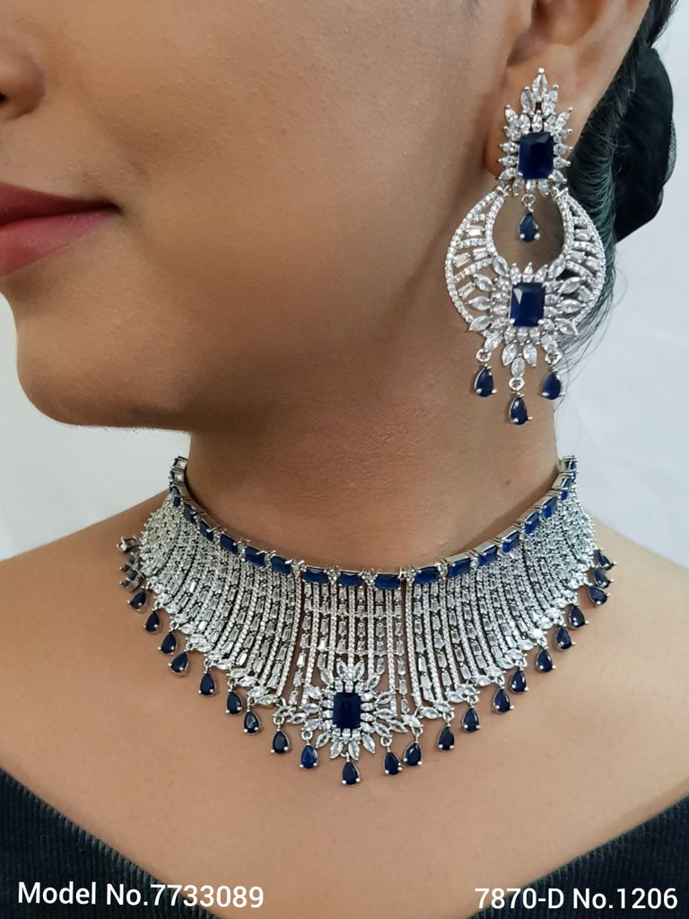 American Diamond Handcrafted Jewelry Set - 7733087 - Color variant