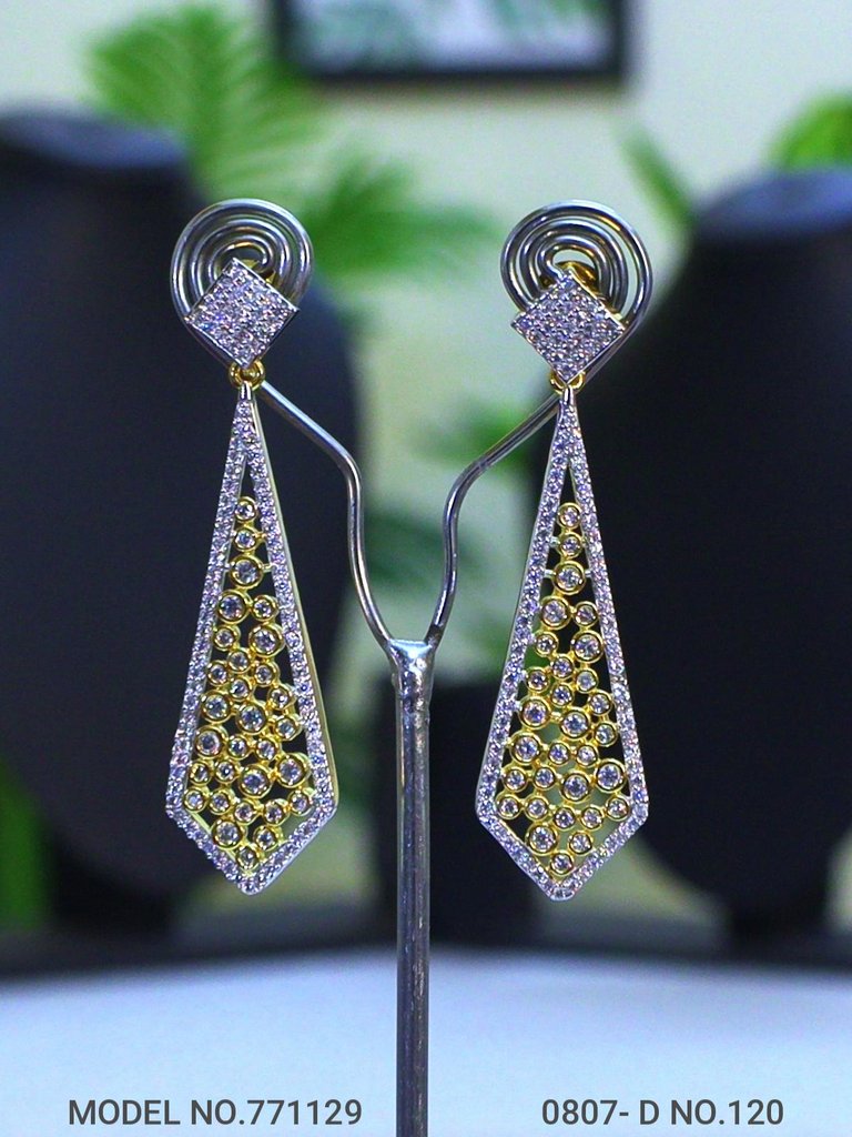 Glorious Stud Zircon Earring with AD stones - Style 2 - Amaara World
