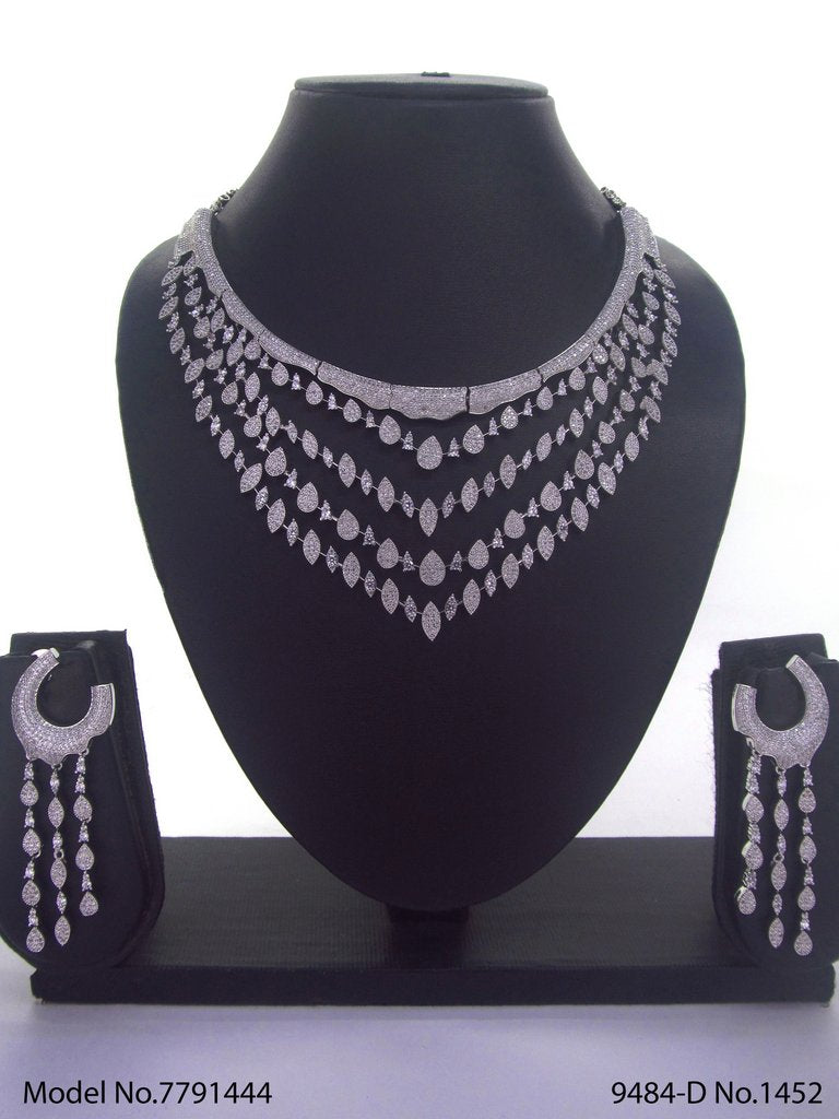 Fashion Necklace Set | Artificial Diamonds / Zircons - Style 1 - Amaara World