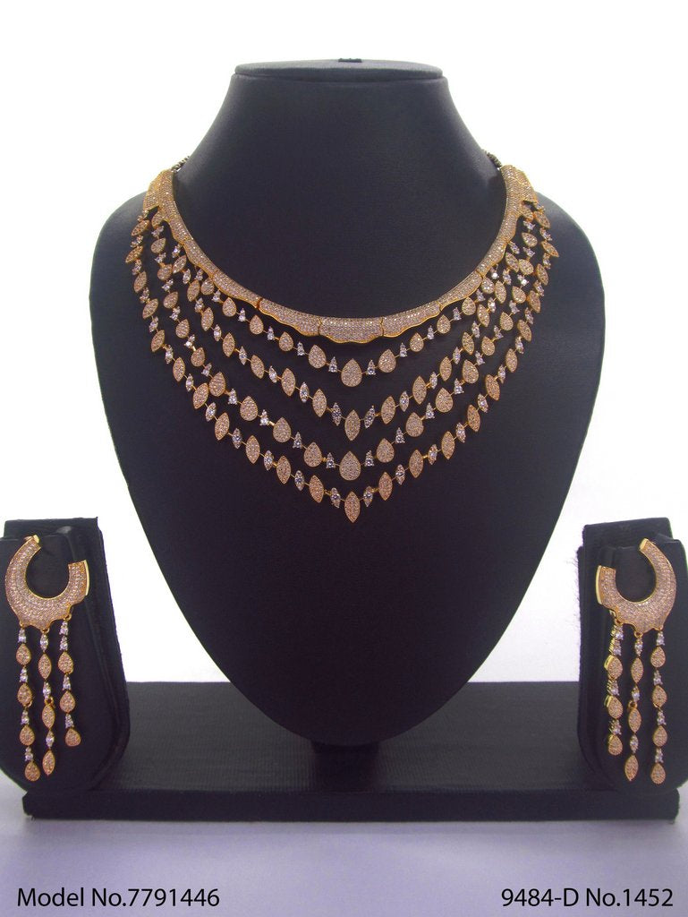 Fashion Necklace Set | Artificial Diamonds / Zircons - Style 2 - Amaara World