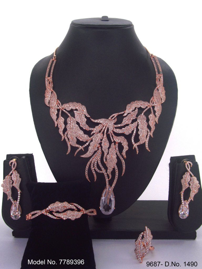 Artificial Diamond Cz Jewelry Set - View 2 - Amaara World