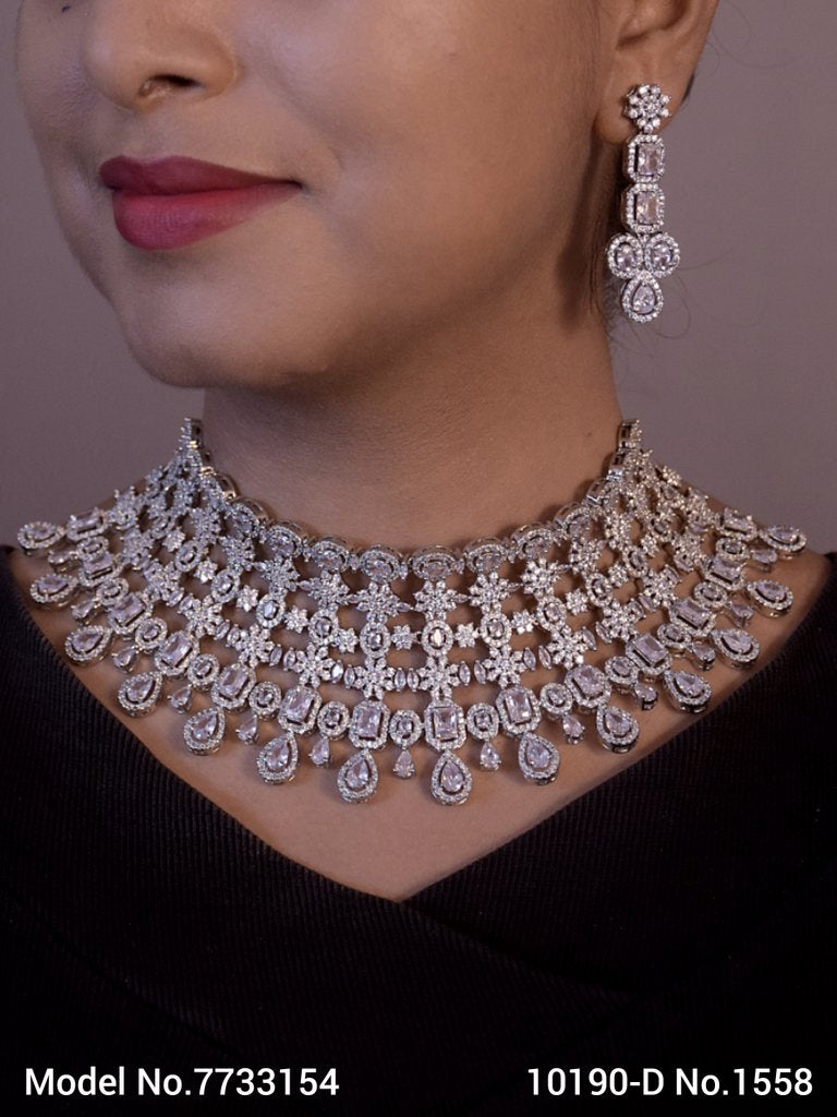 American Diamond Necklace Set - 7733154 - View 2