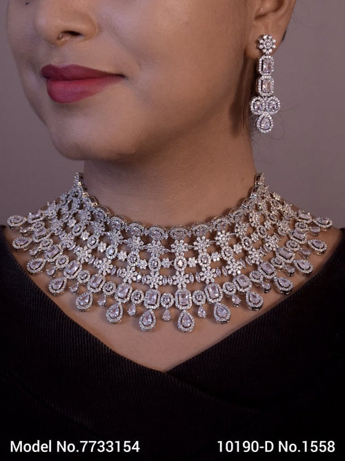 American Diamond Necklace Set - 7733154 - View 2