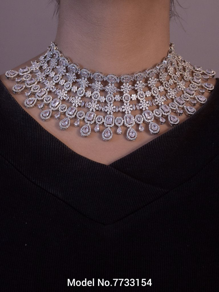 American Diamond Necklace Set - 7733154 - View 3