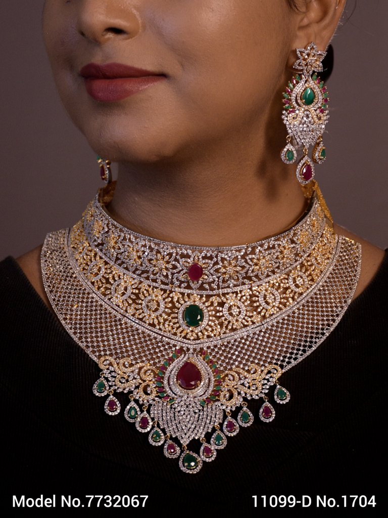 American Diamond Necklace Set - 7732067 - View 2